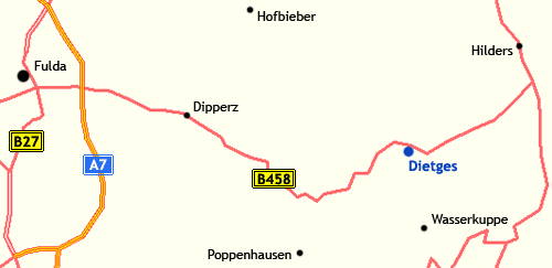 Anfahrtskarte zum Blockhaus in Dietges